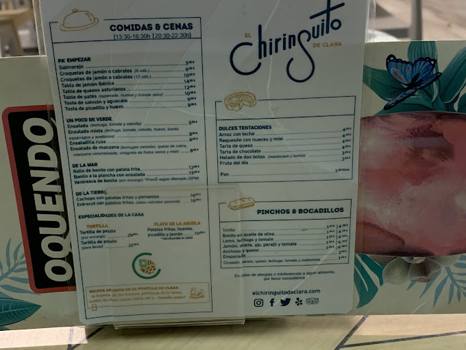 El Chiringuito de Clara menu 1